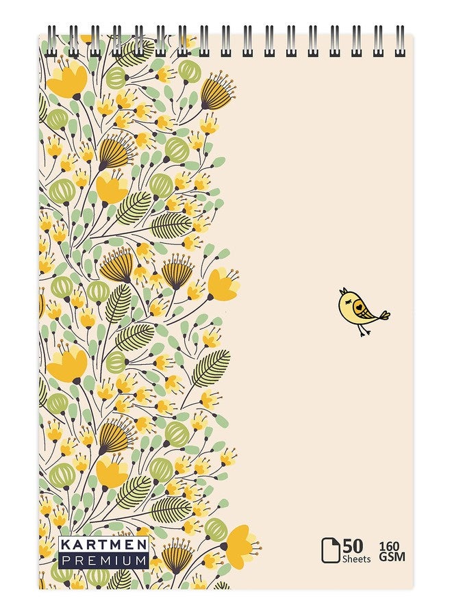 KARTMEN Floral Seamless (50 Sheets, 100 Pages) A5 Sketchbook | Top Spiral-Bound Sketchpad for Artists | Professional Grade Drawing and Sketchbook - Image 1